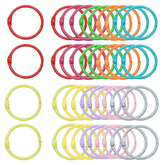 Uxcell 100 piezas Anillos de Carpeta de 1 pulgada Anillo de Carpeta Suelto Anillos de Metal Coloridos Anillos Sueltos