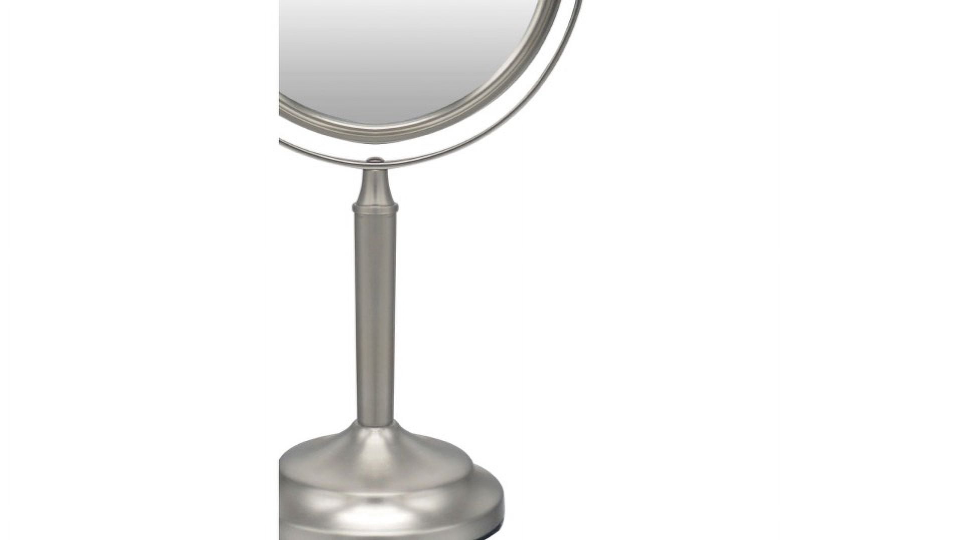 Eden Bath Round Two Sided 5X Nickel Framed Freestanding Makeup / Shaving Mirror