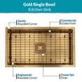thumbnail image 5 of Strictly Sinks 32 Inch Undermount Single Bowl Kitchen Sink – Sink with Bottom Grid & Drain – Gold, 5 of 7