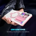 thumbnail image 6 of for Samsung Galaxy S22 Ultra Case with Camera Sliding Cover, [Compatible with MagSafe] with Magnetic Ring Kickstand, Military Grade Heavy Duty Protection Phone Case for Galaxy S22 Ultra, Pink + White, 6 of 10