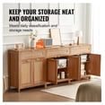 thumbnail image 3 of Rattan Cabinet 6 Door 3 Drawer Natural Storage - Adjustable Shelves Set of 3, Vintage Buffet Sideboard, 3 of 7