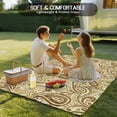 thumbnail image 4 of Beige Brown Green Outdoor Rug 5x8 Ft - Reversible Patio Rug Outdoor Camping Rugs, Retro Botanical Abstract Art Washable Indoor Outdoor Area Rugs, Non-Slip Outdoor Carpet Runner for Deck/Porch, 4 of 8