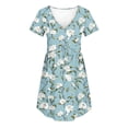 thumbnail image 6 of Edvintorg Beach Clothes for Women Floral Printed V Neck Short Sleeve Casual Summer Dress Womens Sundress Light Blue L, 6 of 7
