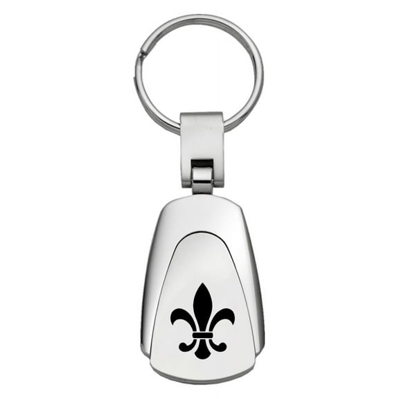 Fleur-De-Lis Teardrop Key Chain (Silver)