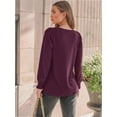 thumbnail image 4 of Womens Long Sleeve Tops Dressy Casual Shirts Pleated Crewneck Basic Blouses Fall Trendy Outfits, 4 of 6