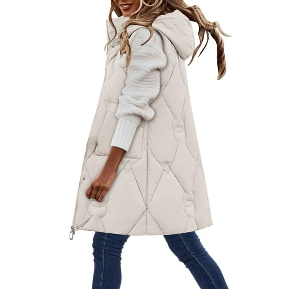 Viikei Winter Coats for Women Fashion Women Pocket Coat Long Jacket Winter Sleeveless Down Waistcoat