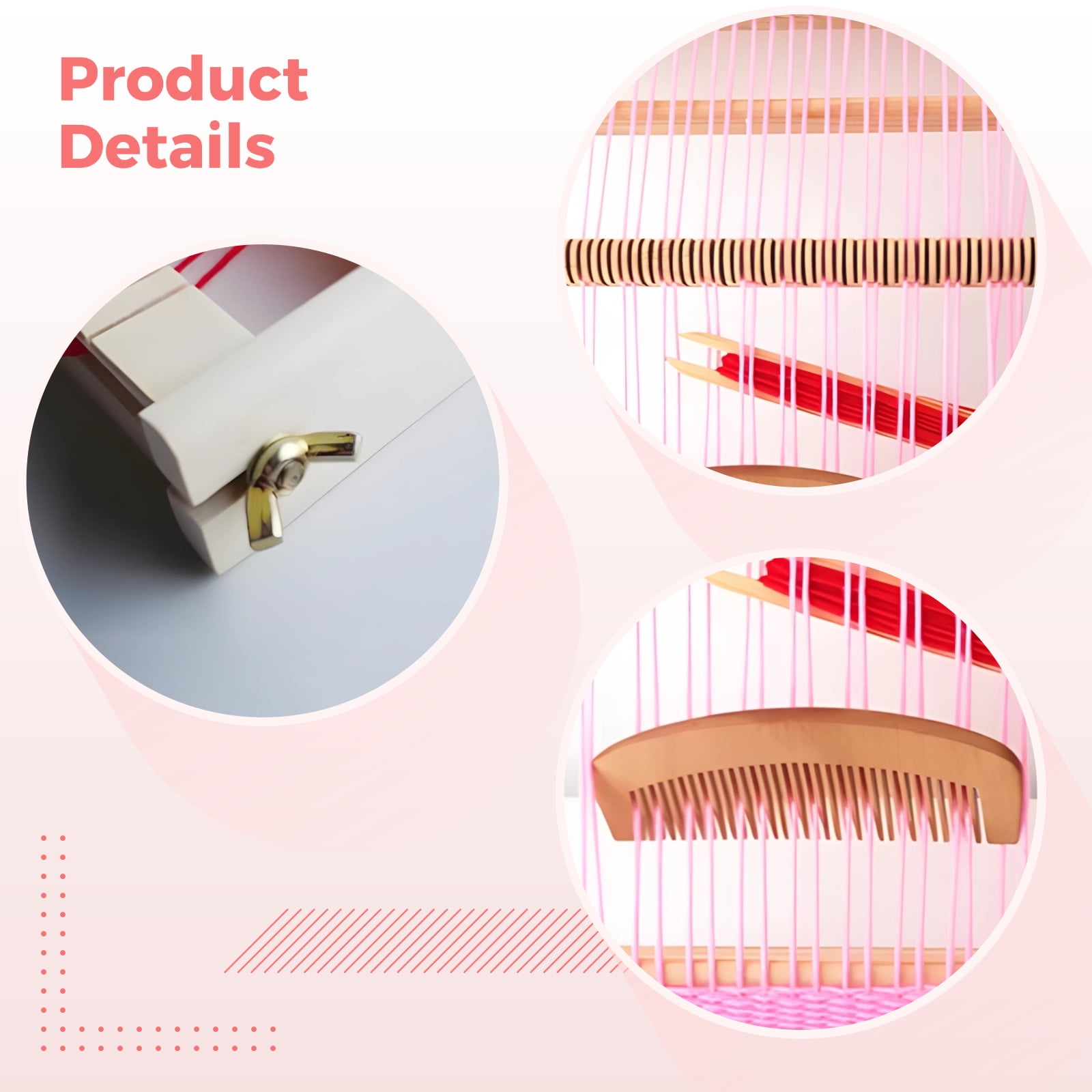Wooden Weaving Loom for Kids, Adjustable Craft Frame, Includes Yarn Needle Shuttle Comb, Multi-Craft Weaving Loom Large Frame