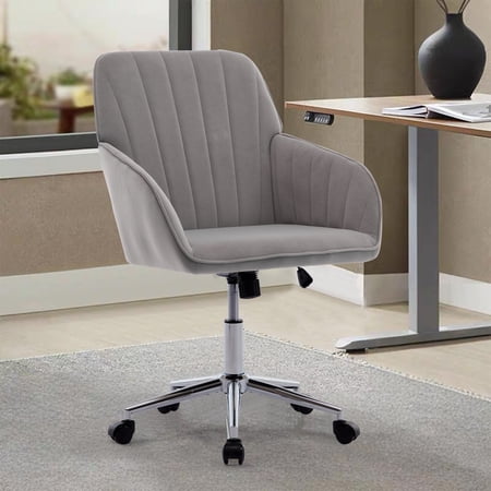 gray velvet office chair - product