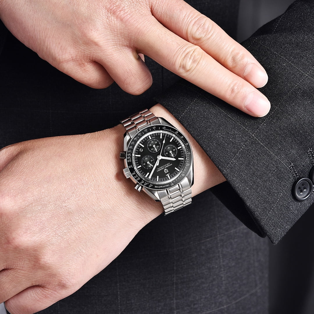 PAGANI DESIGN Men's Quartz Watches 40mm New Release full Stainless Steel Waterproof Sports Chronograph Wrist Watch for Men Sapphire Dial Glass