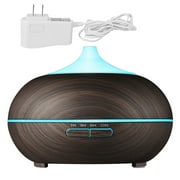 fashionhome Air Humidifier 550ml Mist Mini Aroma Essential Oil Diffuser Remote Control Colorful Light US Plug, Light Wood Grain