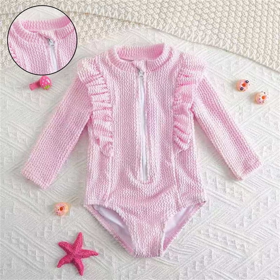 Baby Swimsuits Girls 1 Piece Swimsuits Girls Long Sleeve Bathing Suit Cute Swimsuits Girl Swimsuits Size 9-12 Months