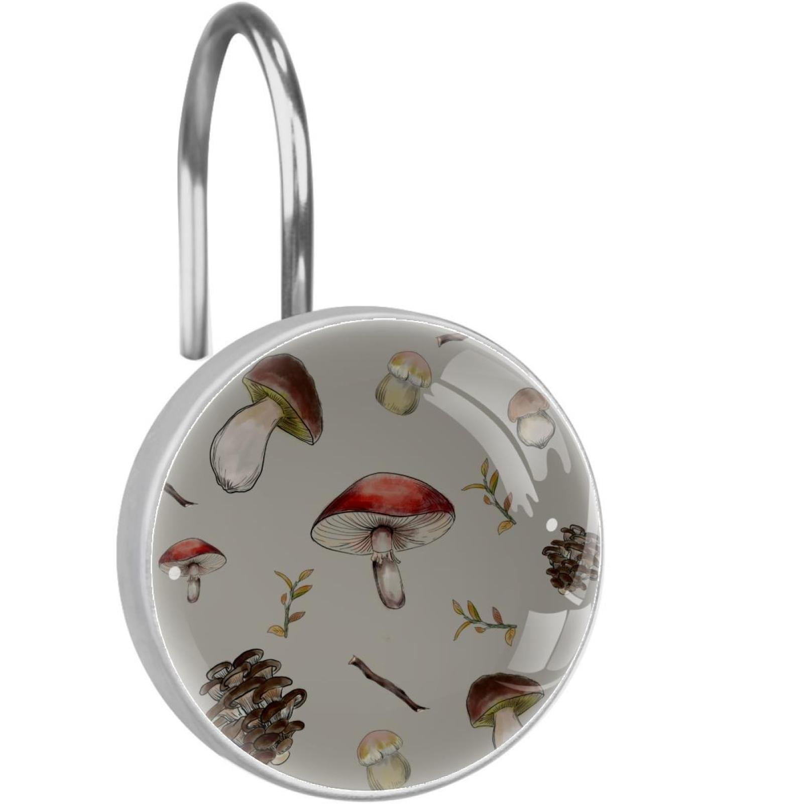 Mushroom Shower Curtain Hooks（Set of 12）for Home Hotel Shower Rods