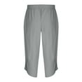 thumbnail image 4 of QATAINLAV Capri Pants for Men Linen Comfy 3/4 Length Beach Pants Summer Basic Solid Color Tapered Pants with Pockets Casual Drawstring Capris Pant Pantalones Deportivos Para Hombre Gray S, 4 of 6
