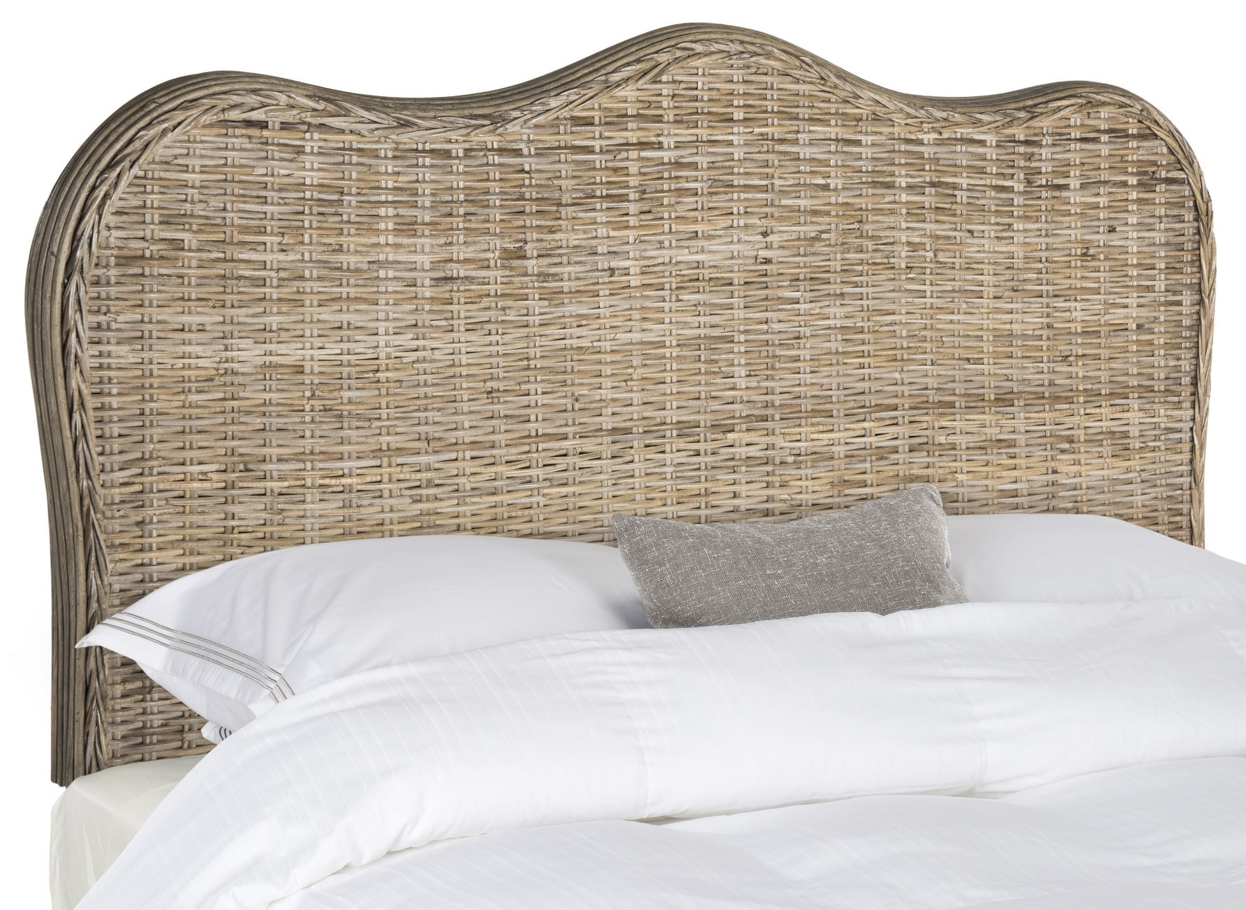 SAFAVIEH Imelda Coastal Rustic Rattan Headboard, Queen, Grey