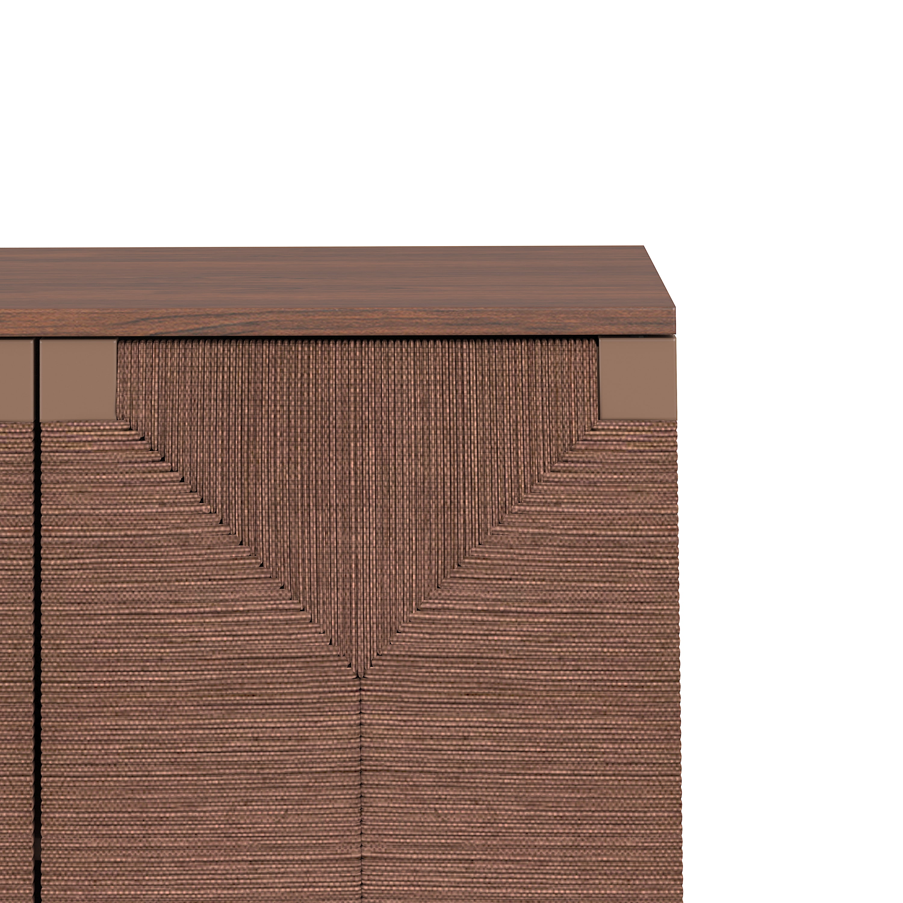GARITIN Sideboard Buffet Cabinet, Accent Storage Wood TV Stand with Wire-Brushed Seagrass Doors, 4-Compartment Cabinet for Hallway Entryway Dining Room, Brown