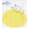 thumbnail image 3 of Ambesonne Moon Shower Curtain, Doodle Sylte Cartoon Bunny, 69"Wx84"L, Yellow Pink Blue, 3 of 3