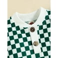 thumbnail image 6 of Qtinghua Newborn Baby Girl Boy Fall Clothes Checkerboard Print Long Sleeve Romper+Long Pants Outfits Dark Green 6-12 Months, 6 of 9
