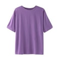 thumbnail image 5 of Baberdicy Women's Oversized Cotton T-Shirt – Loose Fit Crewneck Tee for Casual Wear, Soft Breathable Summer Top, Unisex Street Style Basic Wardrobe Essential (Purple | M), 5 of 5