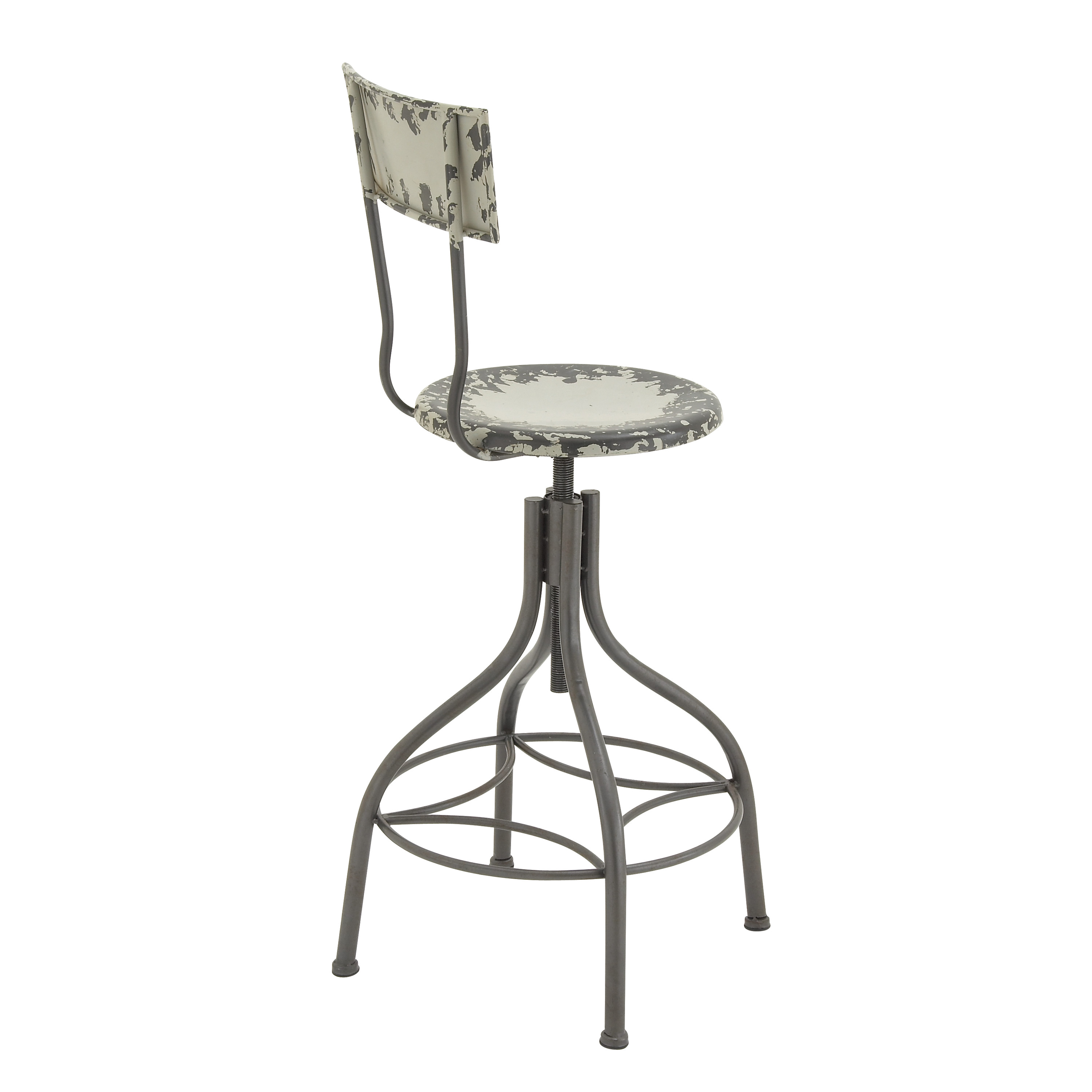 DecMode Metal Bar Stool with Backrest, Beige