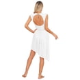 thumbnail image 4 of Raenseen Women Rhinestone Lyrical Dance Dress Irregular Flowy Tulle Skirt Leotard Gymnastic Unitard White S, 4 of 9