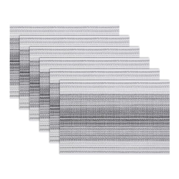 REGALWOVEN Rectangle Placemats Set of 6 Plastic Placemats for Kitchen Dining Washable Heat Resistant Table Placemats Wipeable Table Mat Black 17.7x11.8inch