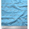 thumbnail image 1 of Soimoi Blue Rayon Fabric Sketch Guitar Musical Instrument Printed Craft Fabric by the Yard 56 Inch Wide, 1 of 3