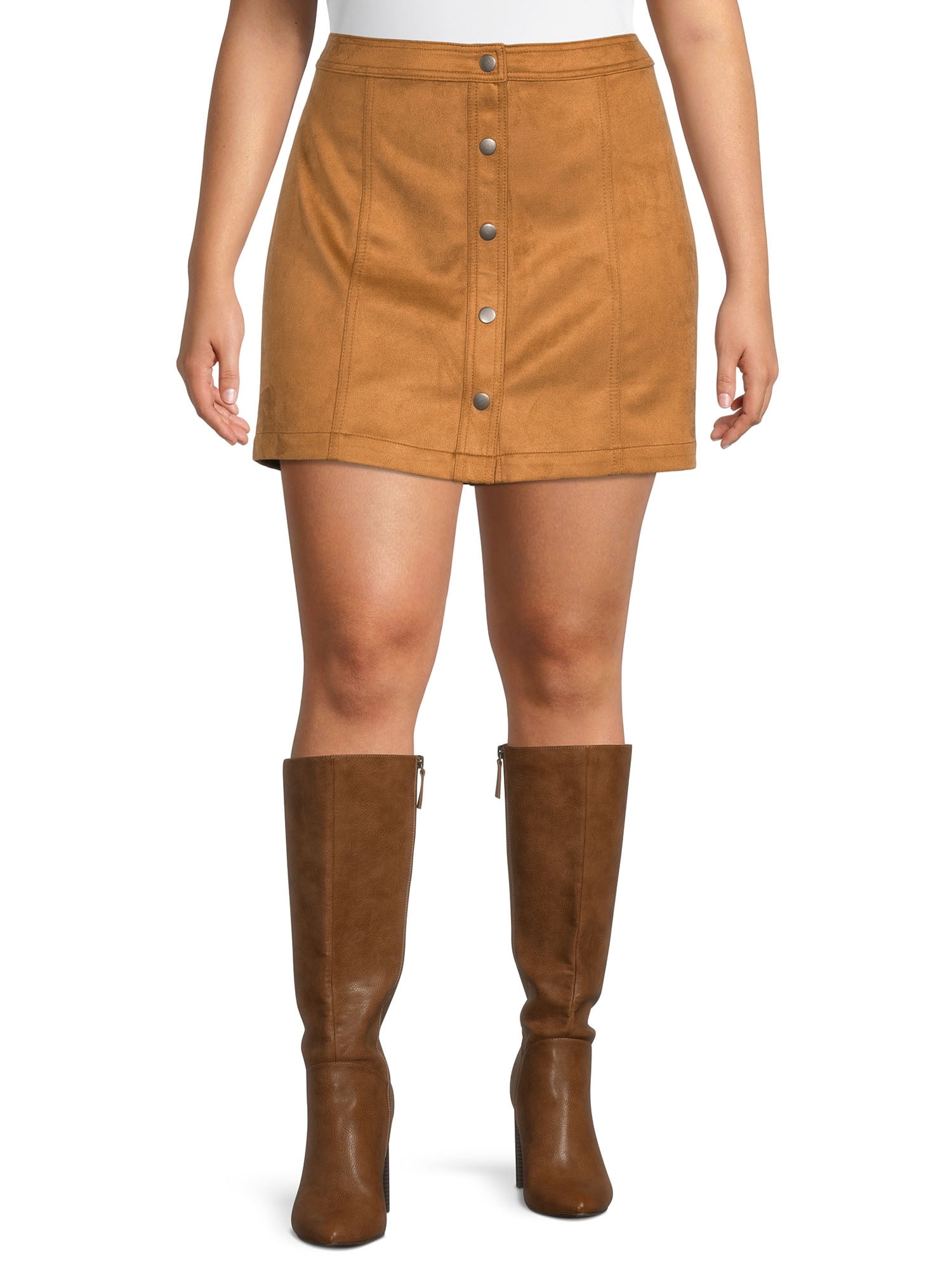 No Boundaries Juniors' Plus Size Button Front Mini Skirt