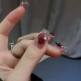 thumbnail image 3 of HLONK 24Pcs Gel Press on Nails  Gel French Long Fake Nails  Press on Tips With Glue  Rhinstone with Butterfly  NO.13, 3 of 7