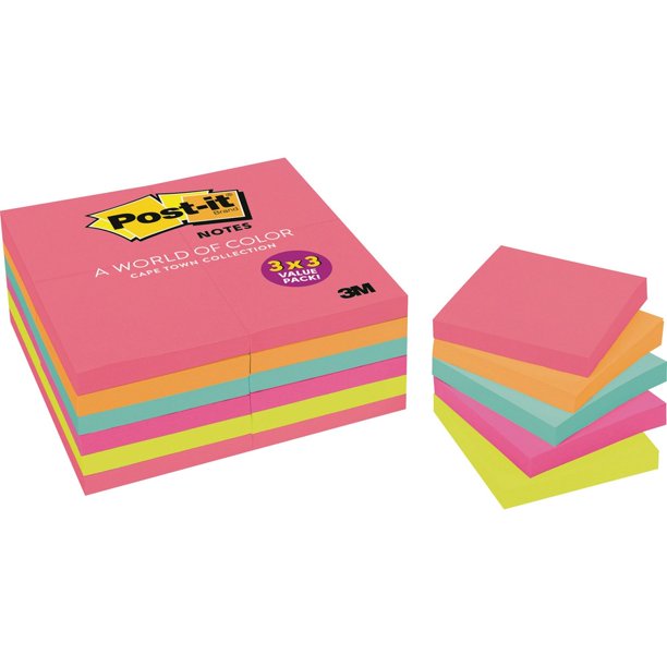Postit Notes Value Pack Cape Town Color Collection, Assorted, 2400