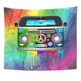 thumbnail image 2 of ZEALGNED Hippies Hippie Van Dripping Rainbow Paint Peace Love Make Wall Art Hanging Tapestry Home Decor for Living Room Bedroom Dorm 51x60 inch, 2 of 2