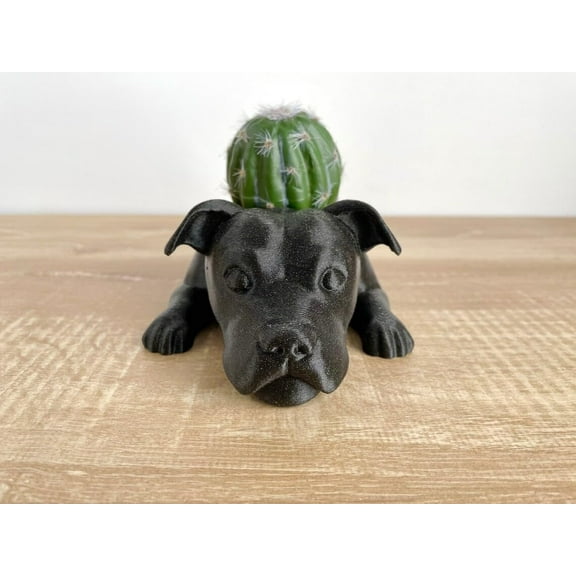 Doggy Planter American Bull Terrier Planter Gift Idea, Bar Decor, Table Decor, Plant Gift Idea, Cute Succulent Planter, any canine/dog/American Bull Terrier and plant lover! Twinkling Black