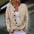 thumbnail image 2 of NMMUED Christmas Sweaters Christmas Cardigan Printed Cardigans for Women Christmas Cardigan Sweaters for Women Casual Outerwear Funny Christmas Sweater Knit Sweater Khaki M, 2 of 6