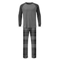 thumbnail image 5 of Mens Pajamas Sets 2 Pack Long Sleeve Crewneck Shirts and Straight Leg Pants Loungewear Outfits Casual Plaid Printed Breathable Sleepwear Pajamas Set, 5 of 7