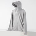 thumbnail image 2 of FUZHIQ Men's UPF 50+ Sun Protection Hooded Jacket with Wide Brim & Face Cover, Ice Silk Full Coverage Breathable Coat with Thumb Holes, Outwear for Fishing Cycling,L, 2 of 6