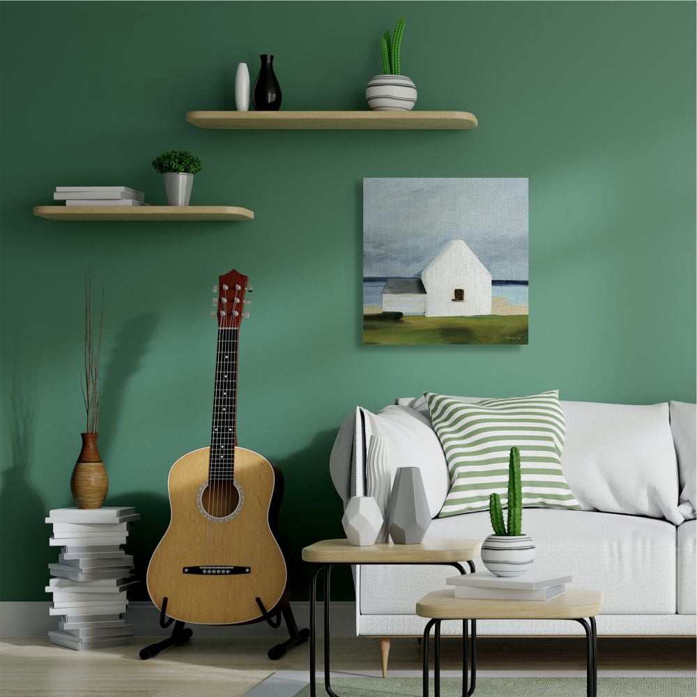 Stupell Industries White Cape Cottage Under Grey Sky Watercolor Canvas Wall Art Design by Stellar Design Studio, 30" x 30"