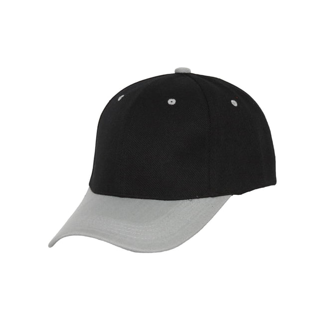 Two-Tone Adjustable Baseball Cap, Black/Silver