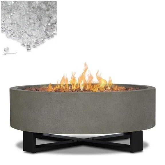 Home Square 2-Piece Set with Fire Bowl for Outdoors and Fire Glass