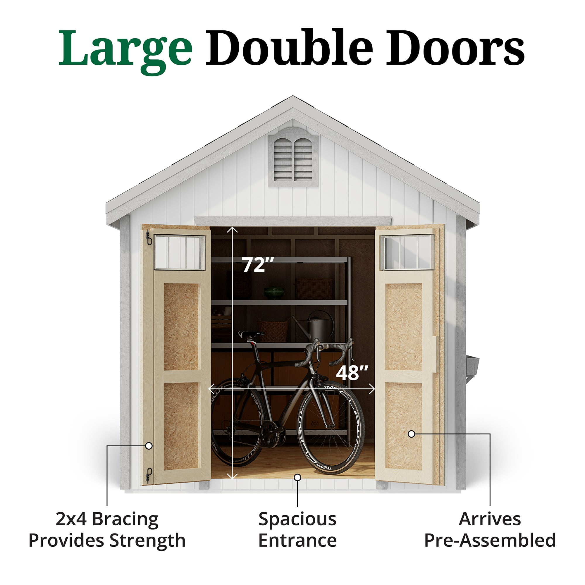 Little Cottage Co. 8x8 Colonial Williamsburg Shed with Operable Windows and Floor, Outdoor Wood Storage Do-It-Yourself Precut Kit