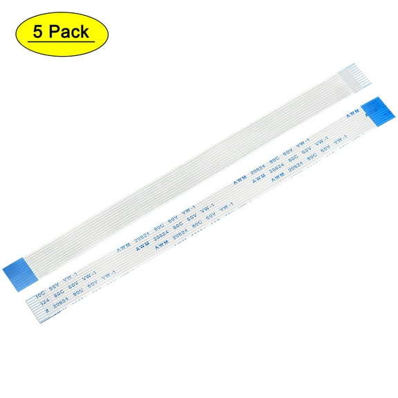 Uxcell 5.9" 0.03'' Pitch 10P FPC FFC Flexible Ribbon Cable (B type) Plastic Multicolored 5pcs