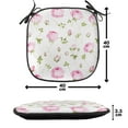 thumbnail image 4 of Floral Chair Seating Cushion Set of 12, Romantic Roses and Leafy Branches Blooming Vintage, Seat Pads for Office with Anti-slip Backing, 16"x16", Pink Olive Green, by Ambesonne, 4 of 7