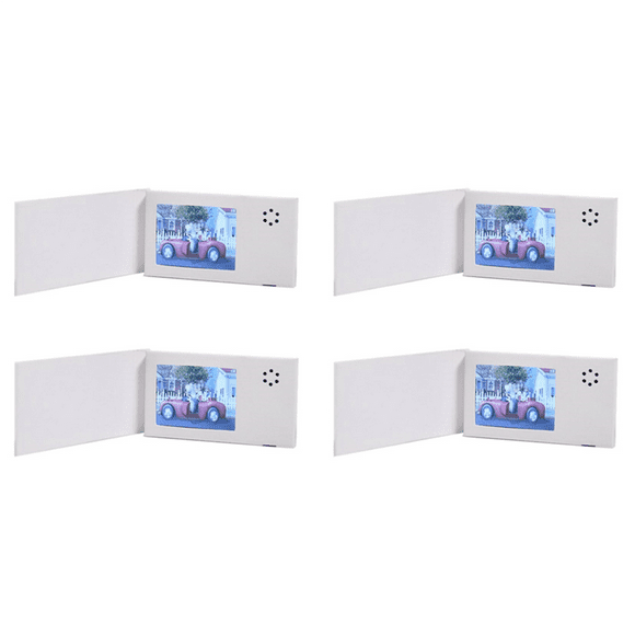 4pcs 2.4inch Birthday White Video Book Card 128MB Lcd Invitation Gift Music Greeting Card Upload Video Lcd Greeting Card