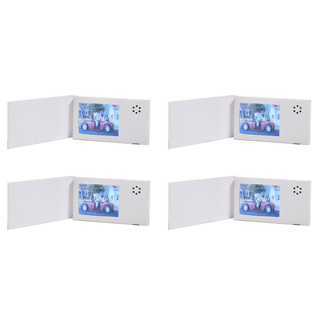 4pcs 2.4inch Birthday White Video Book Card 128MB Lcd Invitation Gift Music Greeting Card Upload Video Lcd Greeting Card