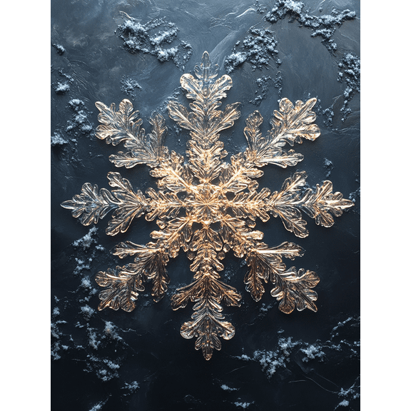 Qisvanset 12x16 Inch Framed Canvas Wall Art Snowflake Crystal Pattern Winter Home Ready To Hang Wall Decor