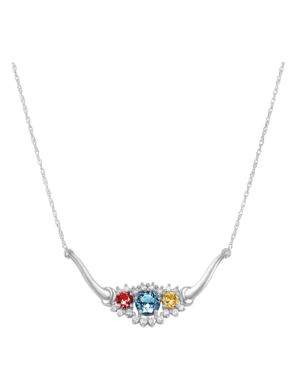 Personalized Family Jewelry Sky 3 Genuine Birthstone Pendant Necklace in Sterling Silver