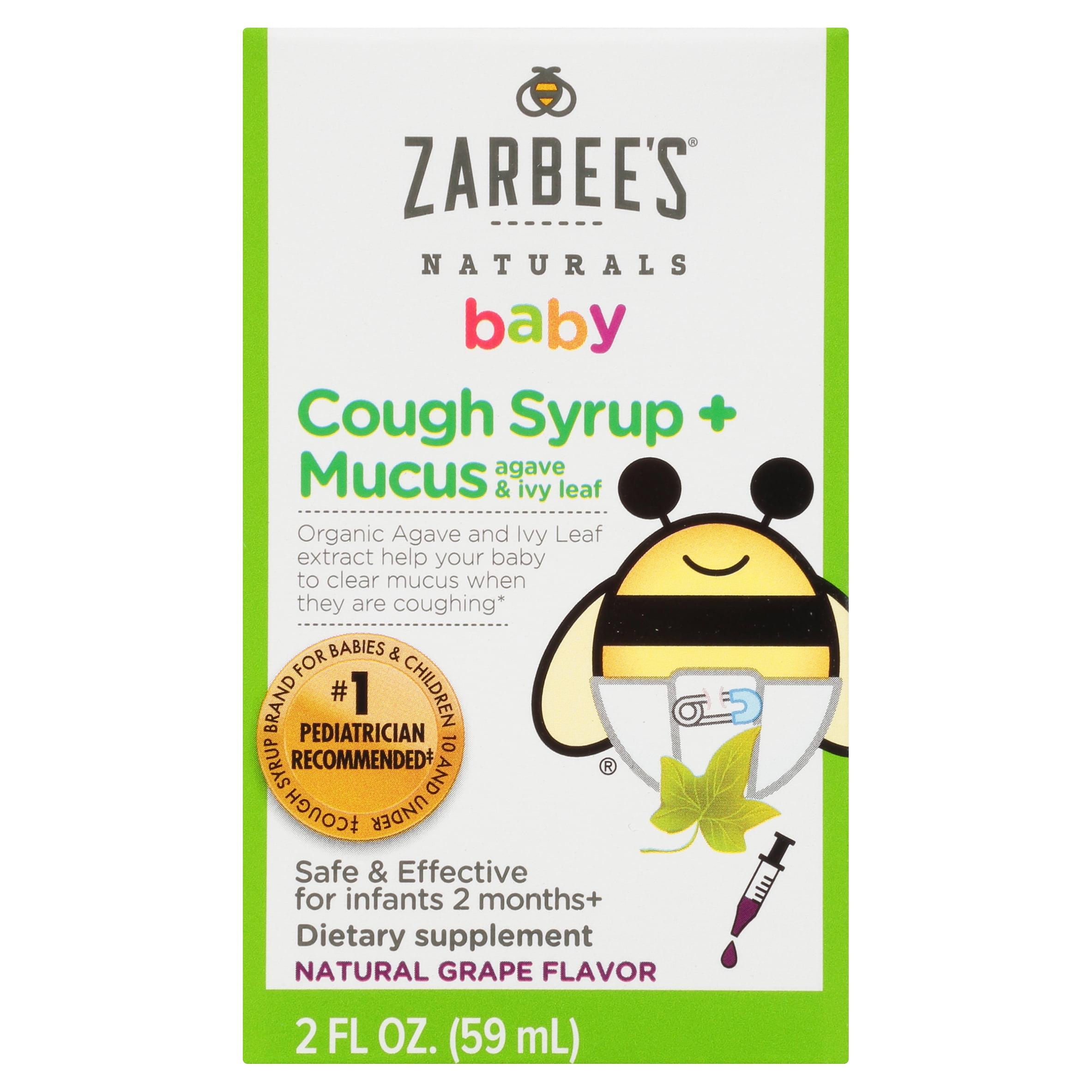 Zarbee's Naturals Baby Cough Syrup + Mucus, Natural Grape ...