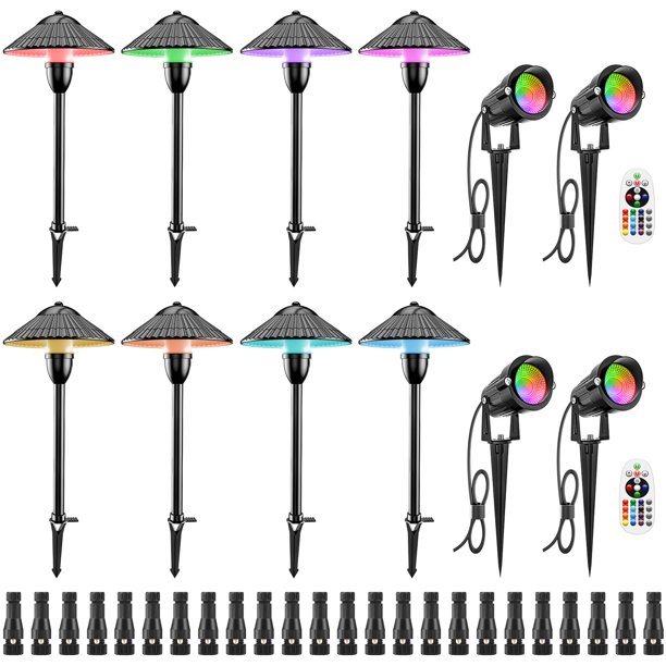 Luces de paisaje ZUCKEO RGB que cambian de color, 12 V, 24 V, paquete de 12