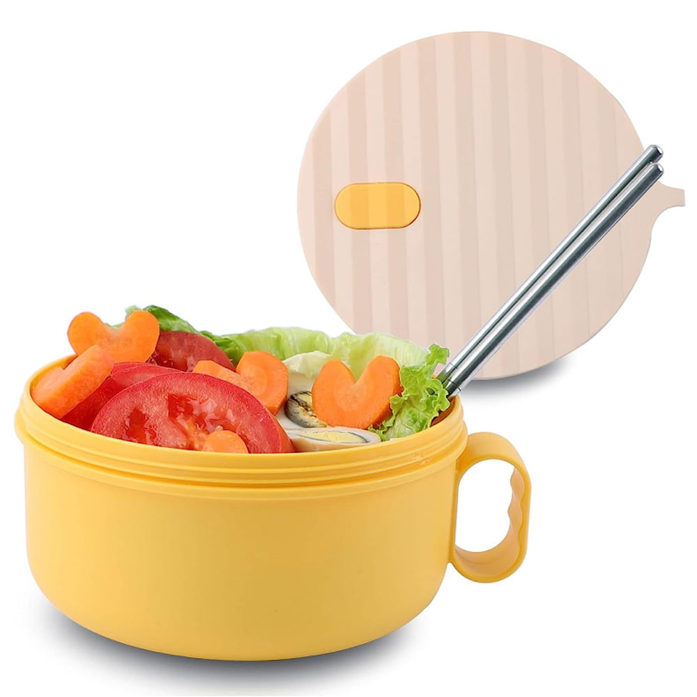 1pc White Instant Noodle Ramen Bowl, Double-ear Instant Noodle Bowl With  Lid, Microwaveable Lunch Box, Insulated Children's Food Supplement Bowl