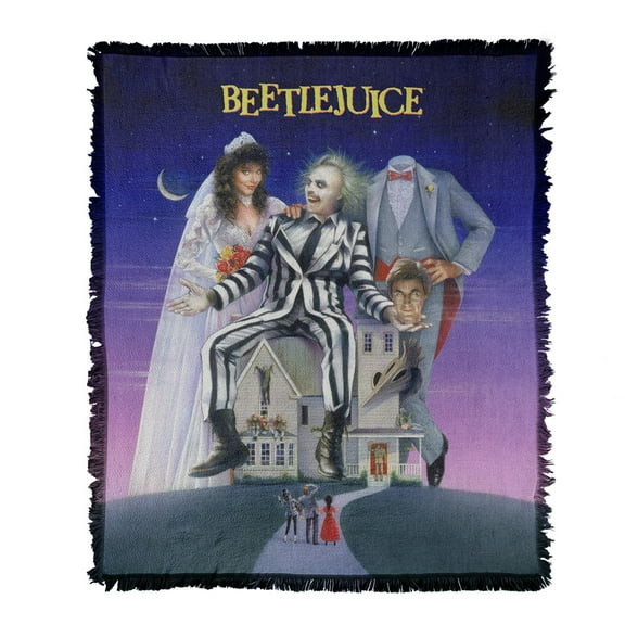 Beetlejuice Blanket, 50'x60' Poster Woven Tapestry Cotton Blend Fringed Throw