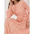 thumbnail image 2 of Floral Print Long Sleeve Maxi Dress with Belt, 2 of 7