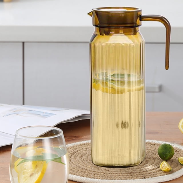 Birdeem Plastic Water Pitcher, Beverage Dispenser with Push Lid, Refrigerator Fit Pitcher Design, Large Capacity Cold and Hot Drink Container, Dishwasher Safe for Home and Restaurant Use